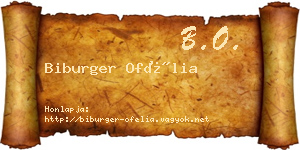 Biburger Ofélia névjegykártya
